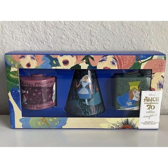 Set Of 3 Disney Store Alice in Wonderland By Mary Blair Vases 70th Anniversary - Picture 7 of 11